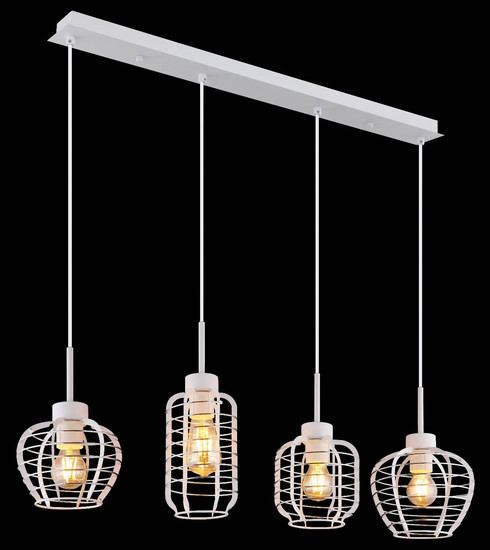 Globo Pendelleuchte Nesa 4-flammig E27 Weiß matt Metall 120x90cm