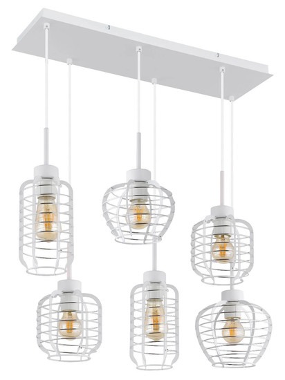 Globo Pendelleuchte Nesa 6-flammig E27 Weiß matt Metall 120x77,5cm