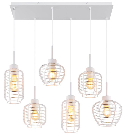 Globo Pendelleuchte Nesa 6-flammig E27 Weiß matt Metall 120x77,5cm