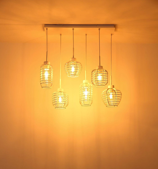 Globo Pendelleuchte Nesa 6-flammig E27 Weiß matt Metall 120x77,5cm