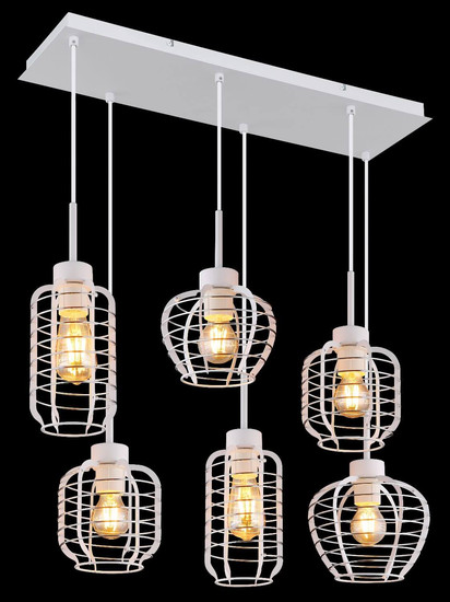 Globo Pendelleuchte Nesa 6-flammig E27 Weiß matt Metall 120x77,5cm