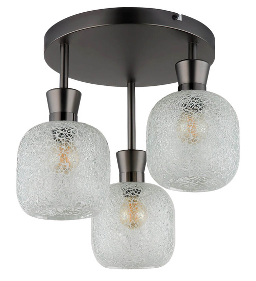 Globo Deckenleuchte Brokana 3-flammig E14 Schwarz-chrom matt Metall Glas Ø33cm