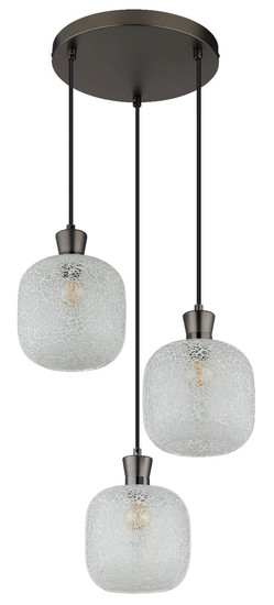 Globo Pendelleuchte Brokana 3-flammig E14 Schwarz-chrom matt Metall Glas Ø30cm