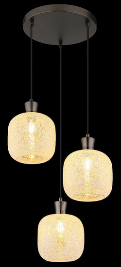 Globo Pendelleuchte Brokana 3-flammig E14 Schwarz-chrom matt Metall Glas Ø30cm