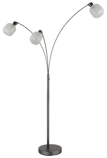 Globo Stehleuchte Brokana 3-flammig E14 Schwarz-chrom matt Metall Glas 200,5cm