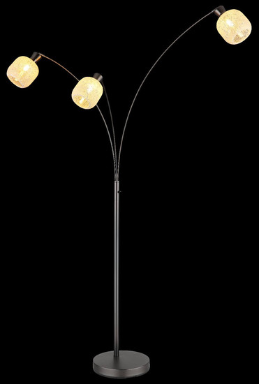 Globo Stehleuchte Brokana 3-flammig E14 Schwarz-chrom matt Metall Glas 200,5cm