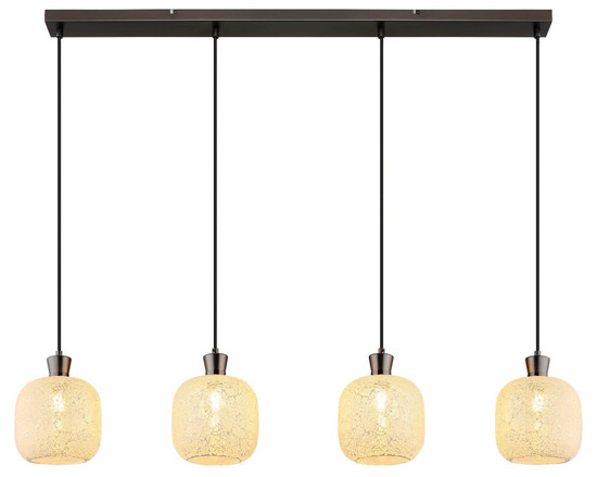 Globo Pendelleuchte Brokana 4-flammig E14 Schwarz-chrom matt Metall Glas 120x106cm