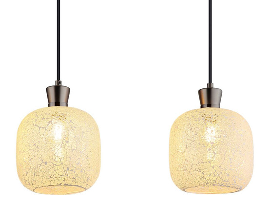 Globo Pendelleuchte Brokana 4-flammig E14 Schwarz-chrom matt Metall Glas 120x106cm