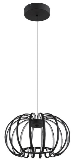 Globo LED Pendelleuchte Ribbon 40W warmweiss Schwarz matt Metall Aluminiumstäbe Ø40cm