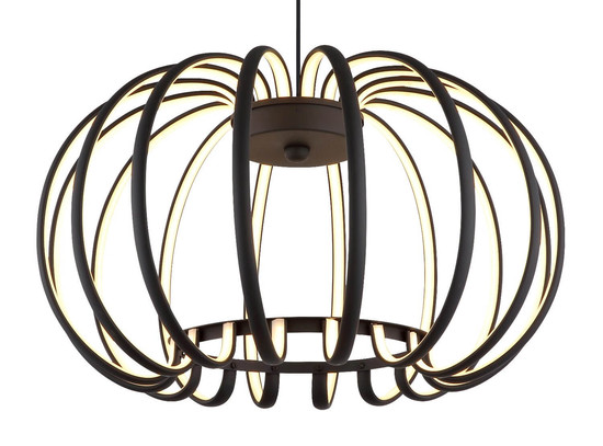 Globo LED Pendelleuchte Ribbon 40W warmweiss Schwarz matt Metall Aluminiumstäbe Ø40cm