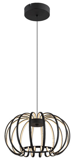 Globo LED Pendelleuchte Ribbon 40W warmweiss Schwarz matt Metall Aluminiumstäbe Ø40cm