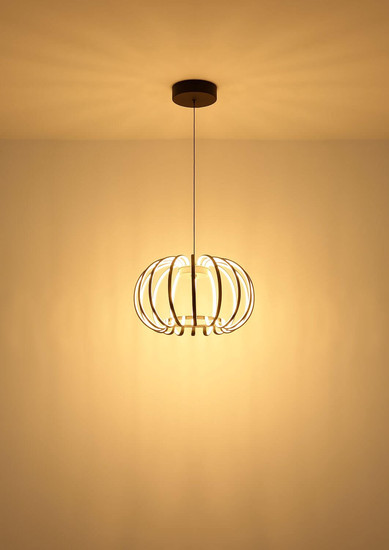 Globo LED Pendelleuchte Ribbon 40W warmweiss Schwarz matt Metall Aluminiumstäbe Ø40cm