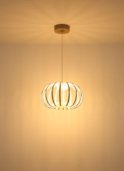 Globo LED Pendelleuchte Ribbon 40W warmweiss Sandfarben matt Metall Aluminiumstäbe Ø40cm