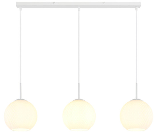 Globo Pendelleuchte Andre 3-flammig E27 Weiß matt opal Metall Glaskugeln 120x90cm