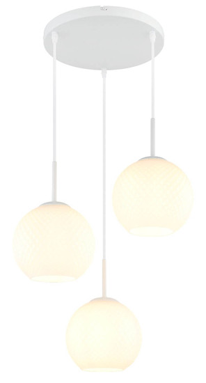 Globo Pendelleuchte Andre 3-flammig E27 Weiß matt opal Metall Glaskugeln Ø46cm