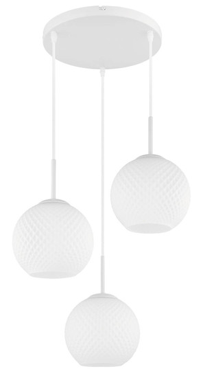 Globo Pendelleuchte Andre 3-flammig E27 Weiß matt opal Metall Glaskugeln Ø46cm