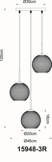 Globo Pendelleuchte Andre 3-flammig E27 Weiß matt opal Metall Glaskugeln Ø46cm