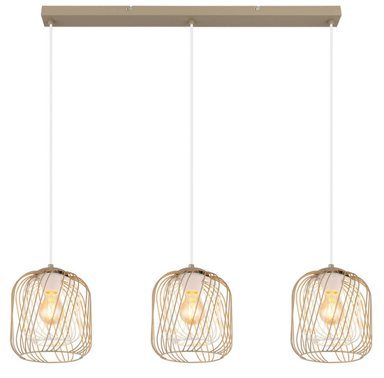 Globo Dichti E27 Hängeleuchte 3-fach 40W Sandfarben Matt, Metall Ø18cm 15965-3H