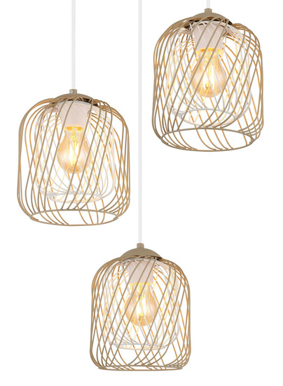 Globo Dichti E27 Hängeleuchte 3-fach 40W Sandfarben Matt, Metall Ø18cm 15965-3HR