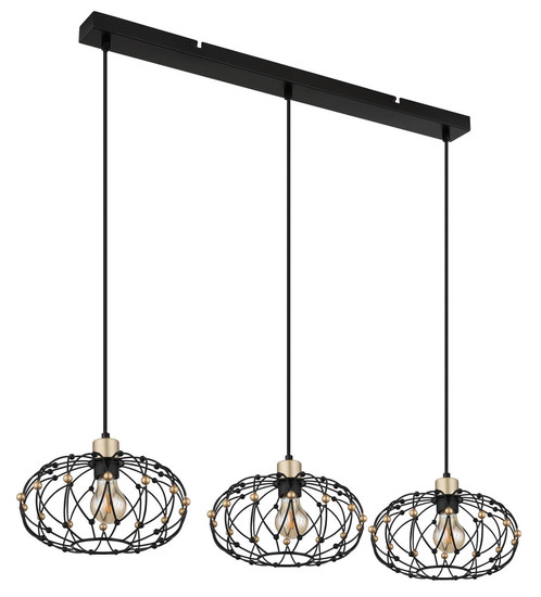 Globo Greys E27 Hängeleuchte 3-fach 40W Schwarz Matt, Metall Ø28cm 15966-3H