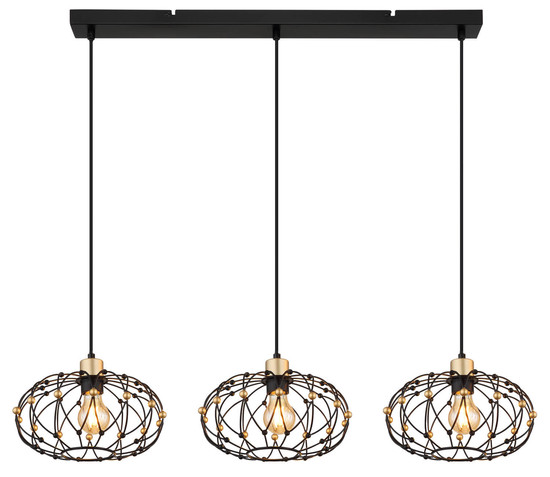 Globo Greys E27 Hängeleuchte 3-fach 40W Schwarz Matt, Metall Ø28cm 15966-3H