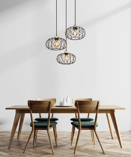 Globo Greys E27 Hängeleuchte 3-fach 40W Schwarz Matt, Metall Ø28cm 15966-3HR