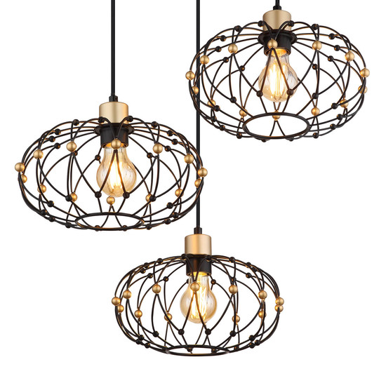 Globo Greys E27 Hängeleuchte 3-fach 40W Schwarz Matt, Metall Ø28cm 15966-3HR