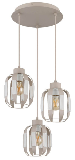 Globo Pendelleuchte Arlen 3-flammig E27 Weiß matt sandfarben matt Metall Metallstäbe Ø38cm