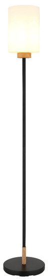 Globo Stehleuchte Rowena E27 Schwarz matt opal matt Metall Glas 150cm
