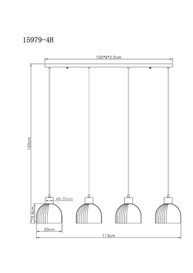 Globo Pendelleuchte Swanson 4-flammig E27 Schwarz matt amber Metall Glas 120x113cm