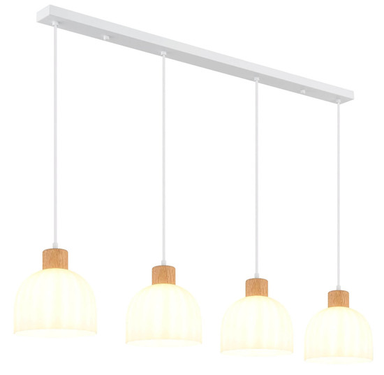 Globo Pendelleuchte Swanson 4-flammig E27 Weiß matt Metall Glas 120x113cm