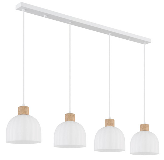 Globo Pendelleuchte Swanson 4-flammig E27 Weiß matt Metall Glas 120x113cm