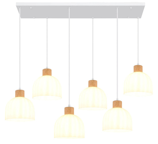 Globo Pendelleuchte Swanson 6-flammig E27 Weiß matt Metall Glas 120x105cm