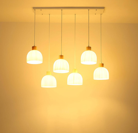 Globo Pendelleuchte Swanson 6-flammig E27 Weiß matt Metall Glas 120x105cm
