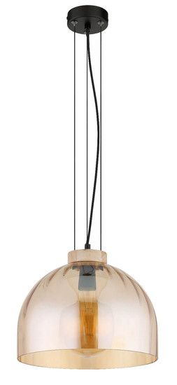Globo Pendelleuchte Swanson E27 Schwarz matt amber Metall Glas Ø30cm