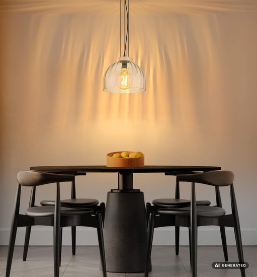 Globo Pendelleuchte Swanson E27 Schwarz matt amber Metall Glas Ø30cm