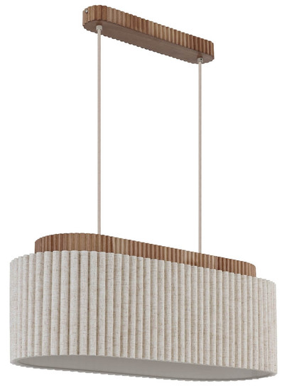 Globo Pendelleuchte Jannie 3-flammig E27 Braun naturfarben Holz Leinen 150x70cm