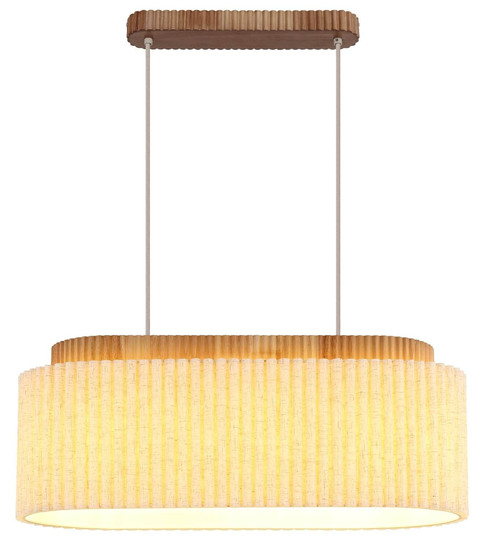 Globo Pendelleuchte Jannie 3-flammig E27 Braun naturfarben Holz Leinen 150x70cm