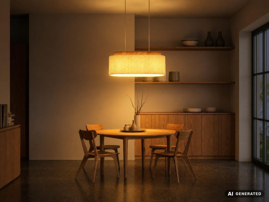Globo Pendelleuchte Jannie 3-flammig E27 Braun naturfarben Holz Leinen 150x70cm
