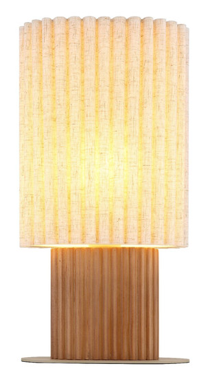 Globo Tischleuchte Jannie E27 Braun naturfarben Holz Leinen 45x23cm