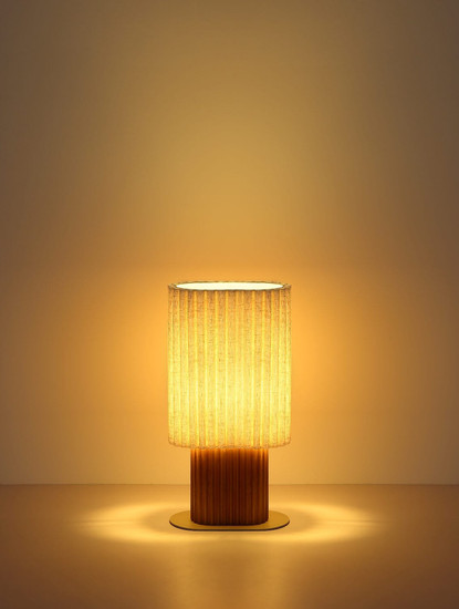 Globo Tischleuchte Jannie E27 Braun naturfarben Holz Leinen 45x23cm