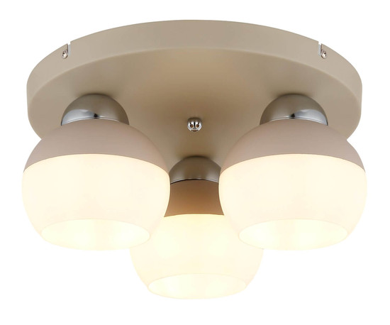 Globo Deckenleuchte Ragusa 3-flammig E27 Sandfarben matt Metall Glaskugeln Ø31,5cm