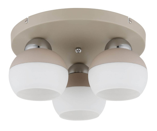 Globo Deckenleuchte Ragusa 3-flammig E27 Sandfarben matt Metall Glaskugeln Ø31,5cm