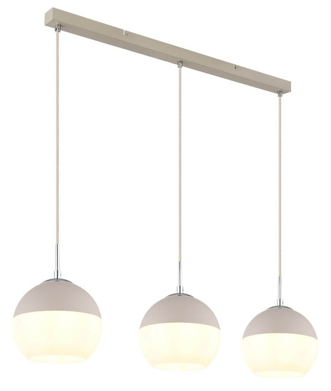 Globo Pendelleuchte Ragusa 3-flammig E27 Sandfarben matt Metall Glaskugeln 120x90cm
