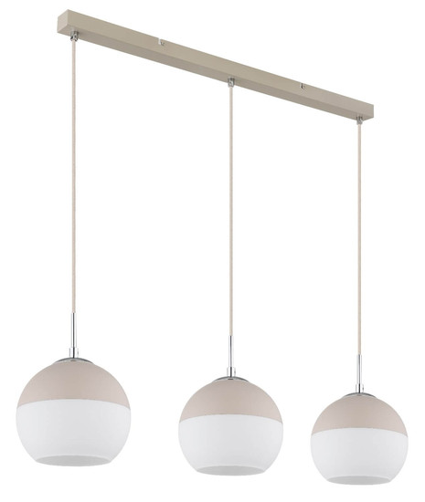 Globo Pendelleuchte Ragusa 3-flammig E27 Sandfarben matt Metall Glaskugeln 120x90cm