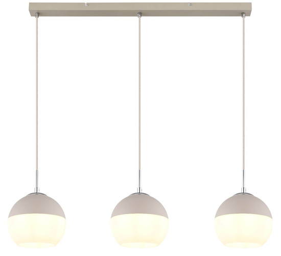 Globo Pendelleuchte Ragusa 3-flammig E27 Sandfarben matt Metall Glaskugeln 120x90cm