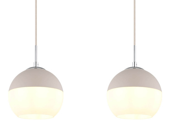 Globo Pendelleuchte Ragusa 3-flammig E27 Sandfarben matt Metall Glaskugeln 120x90cm