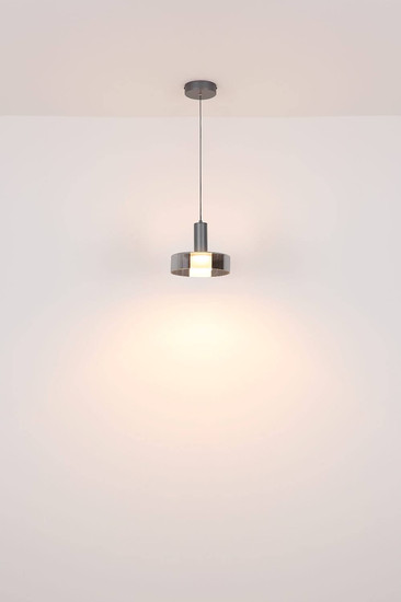 Globo LED Pendelleuchte Grant 8W warmweiss Grau matt rauchfarben Aluminium Gebürstet Glas Ø22cm
