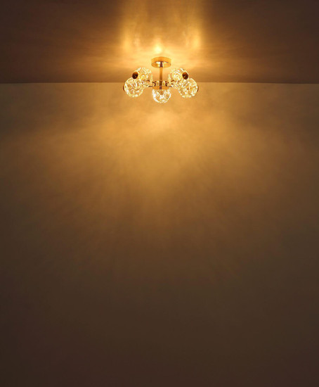 Globo LED Deckenleuchte Floriella 15W warmweiss Goldfarben klar Metall Glaskristalle Ø50cm