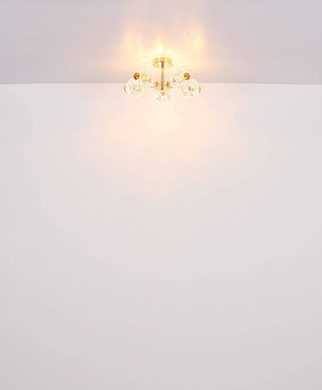 Globo LED Deckenleuchte Floriella 15W warmweiss Goldfarben klar Metall Glaskristalle Ø50cm